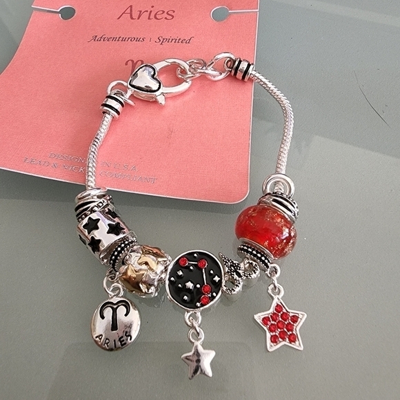 NEW Aries Zodiac Snake Chain Charm Beads Bracelet - Picture 3 of 7